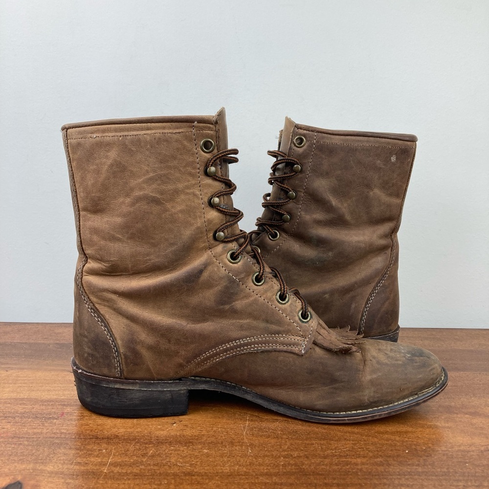 Laredo Brown Leather Western Kiltie Boots - Picture 6 of 13